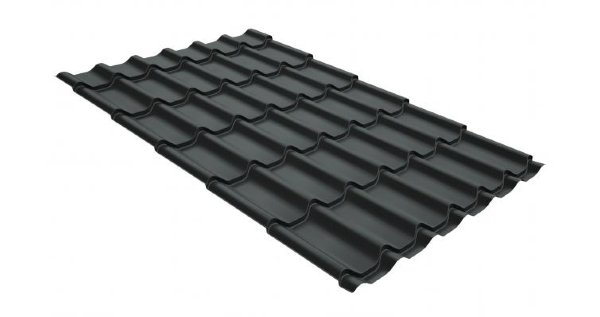 Металлочерепица классик GL 0,5 GreenCoat Pural Matt RR 23 темно-серый (RAL 7024 мокрый асфальт) купить в Наволоках
