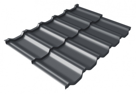 Металлочерепица модульная Квинта Uno Grand Line c 3D резом 0,5 Satin Мatt RAL 7024 мокрый асфальт купить в Наволоках