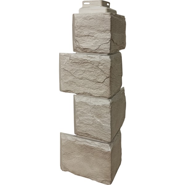 Цокольный сайдинг FineBer – Серия “Камень природный”, Угол наружный Песочный купить в Наволоках