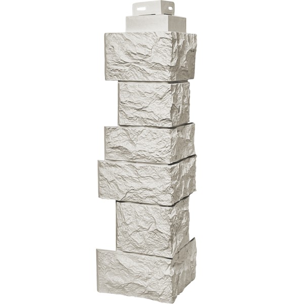 Цокольный сайдинг FineBer – Серия “Дикий камень”, Угол наружный, Жемчуг купить в Наволоках