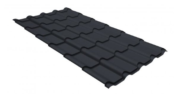 Металлочерепица камея GL 0,5 GreenCoat Pural RR 23 темно-серый (RAL 7024 мокрый асфальт) купить в Наволоках