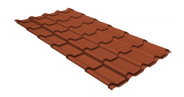 Металлочерепица камея GL 0,5 GreenCoat Pural RR 750 кирпично-красный (RAL 8004 терракота) купить в Наволоках