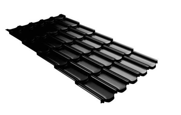 Металлочерепица квинта плюс с 3D резом 0,5 GreenСoat Pural Matt RR 33 черный (RAL 9005 черный) купить в Наволоках