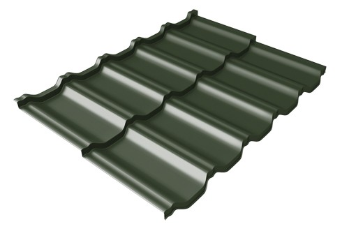 Металлочерепица модульная Квинта Uno Grand Line c 3D резом 0,5 GreenСoat Pural Matt RR 11 темно-зеленый (RAL 6020 хромовая зелень) купить в Наволоках