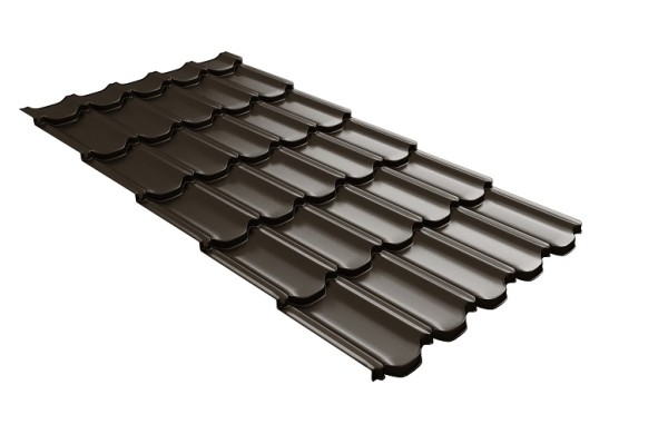 Металлочерепица квинта плюс с 3D резом 0,5 GreenСoat Pural RR 32 темно-коричневый (RAL 8019 серо-коричневый) купить в Наволоках