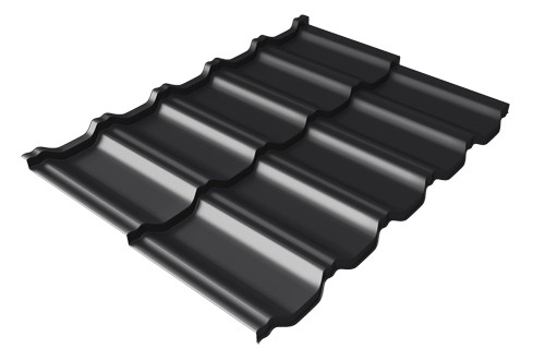 Металлочерепица модульная Квинта Uno Grand Line c 3D резом 0,5 Satin Мatt RAL 9005 черный купить в Наволоках