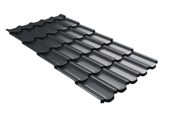 Металлочерепица квинта плюс с 3D резом 0,5 Satin RAL 7016 антрацитово-серый купить в Наволоках