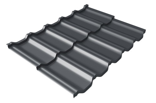 Металлочерепица модульная Квинта Uno Grand Line c 3D резом 0,45 Drap RAL 7024 мокрый асфальт купить в Наволоках