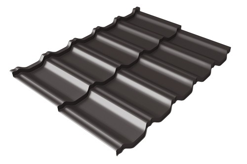 Металлочерепица модульная Квинта Uno Grand Line c 3D резом 0,5 Satin RR 32 темно-коричневый купить в Наволоках