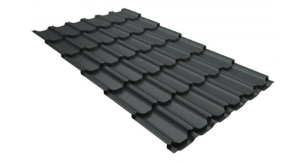 Металлочерепица квинта плюс 0,5 GreenCoat Pural RR 23 темно-серый (RAL 7024 мокрый асфальт) купить в Наволоках