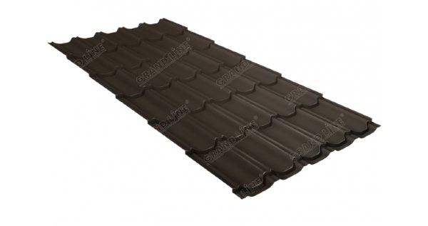 Металлочерепица квинта плюс 0,5 GreenCoat Pural Matt RR 32 темно-коричневый (RAL 8019 серо-коричневый) купить в Наволоках